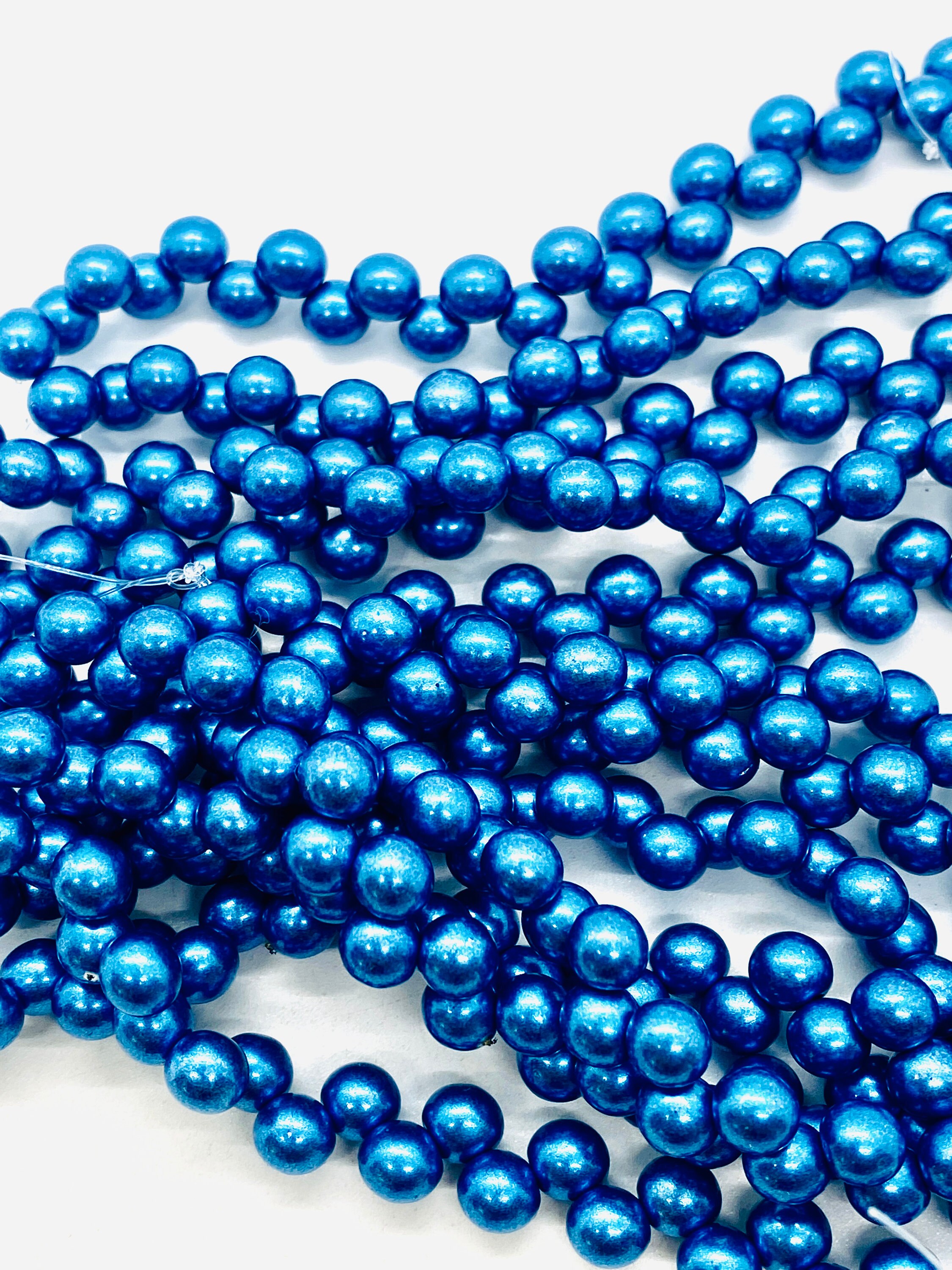 Czech Glass 6mm Round Druk Beads SATURATED METALLIC NEBULAS BLUE (Strand of  50)