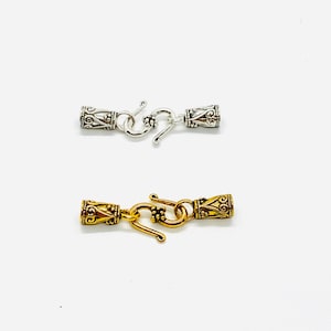 Kumihimo End Caps with S Hook Set 4mm ID - Gold or Silver Clasp