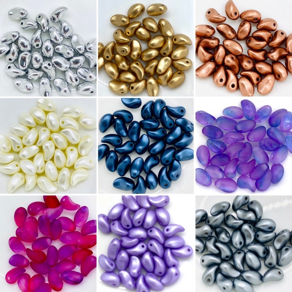 Lily Petal/Tulip Petal Czech Glass Beads Perfect for Kumihimo (30pcs) - Available in 9 colors