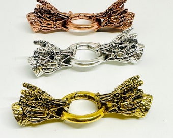 Dragon Head Clasp - Perfect for Kumihimo, Leather and Beaded Ropes (Choose Silver, Gold or Copper)