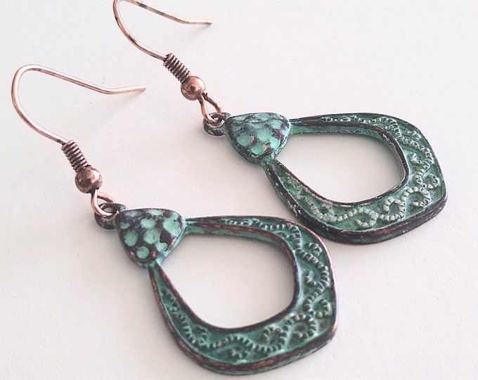 Patina copper earrings!