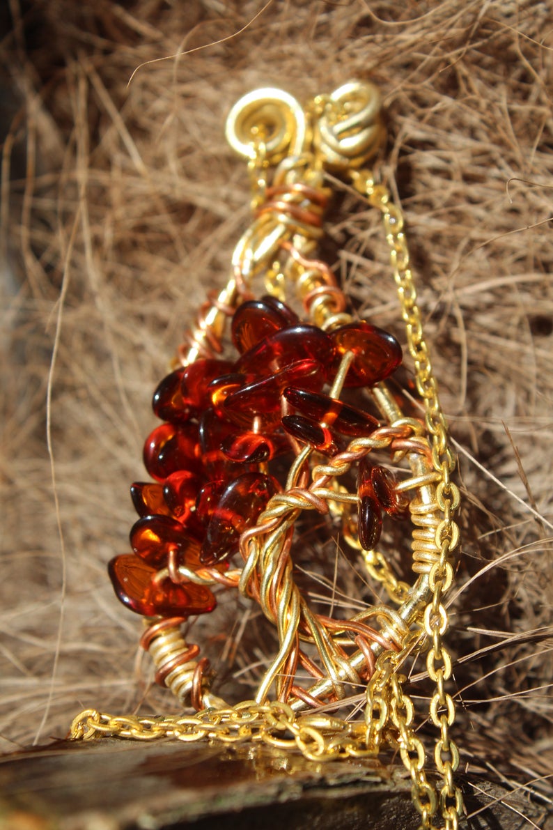 Amber tree of life pendant