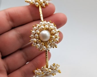 Pearl everything Enso Cuff Adjustable Bracelet Bangle ESHQROCK DARYA - 22k Gold Plated Brass