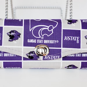 Carteras de equipo deportivo de Kansas para mujer, porta 12 tarjetas, 1 bolsillo con cremallera, cierre giratorio, universidad, estado de Kansas, graduación para ella