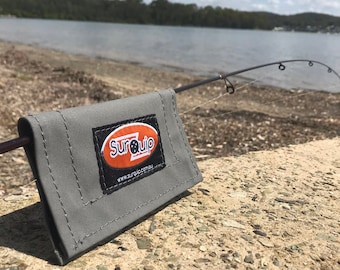 Fishing Lure Cover Wrap X 4 Grey. Handmade with Australian Canvas. Bream Bass