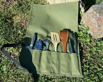 Camping Utensil Cutlery Roll L6 Green