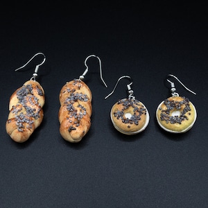 Handcrafted Polymer Clay Challah or Bagel Earrings