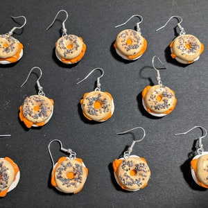 Handcrafted Polymer Clay Bagel and Lox Earrings