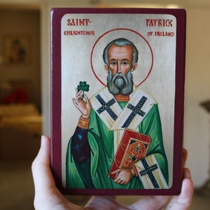 Handmade Mounted Icon | St Patrick, Enlightener of Ireland