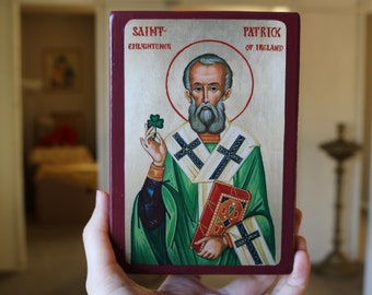 Handmade Mounted Icon | St Patrick, Enlightener of Ireland