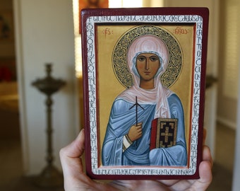 Handmade Mounted Icon | St Nina, Equal-To-The-Apostles