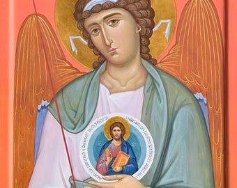 Handmade Mounted Icon | Archangel Raphael