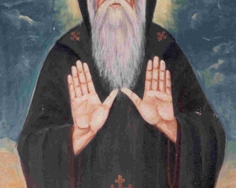 Handgemaakt gemonteerd pictogram | Sint Macarius de Grote van Egypte