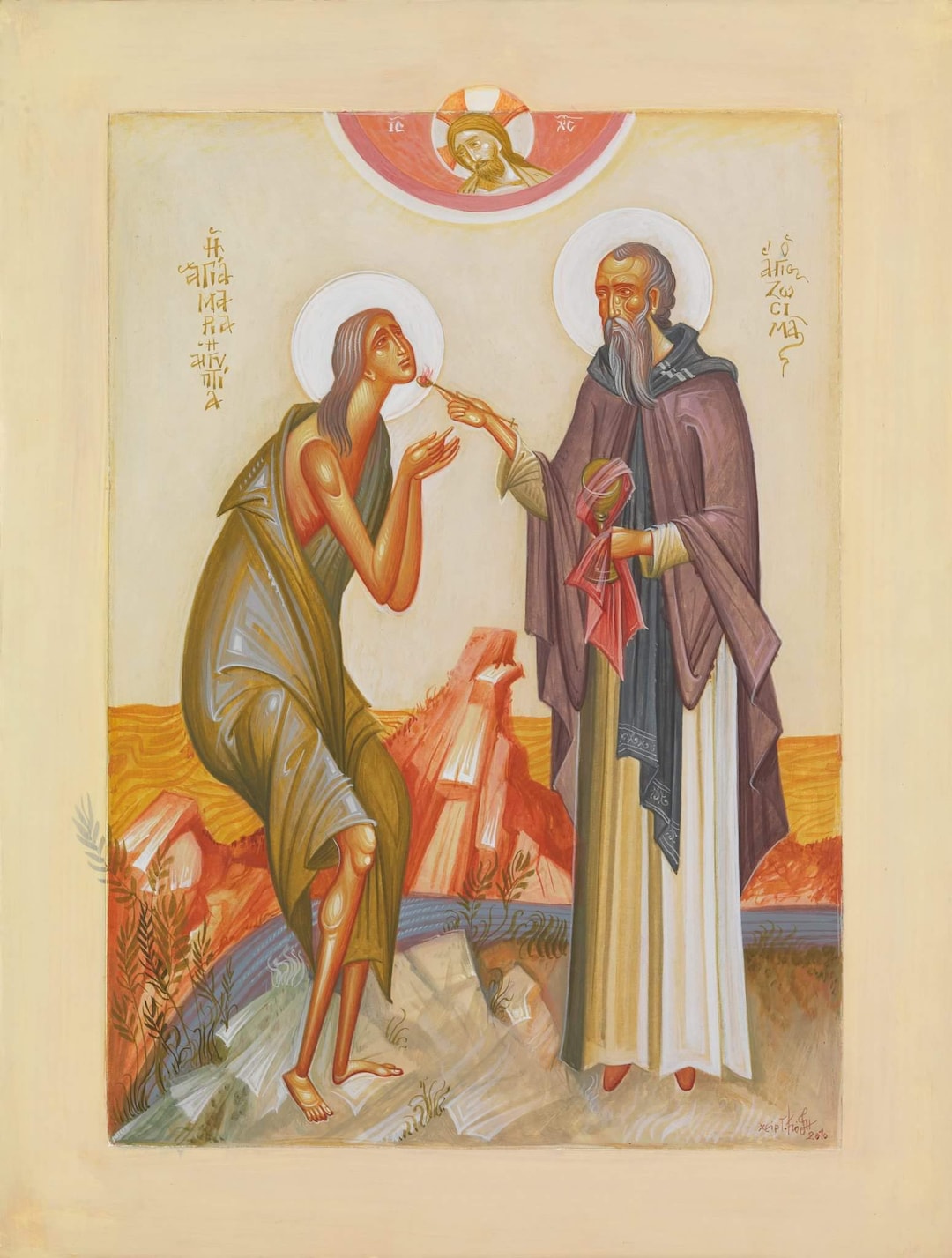 Handmade Mounted Icon | St Mary of Egypt and St Zosimas - Etsy