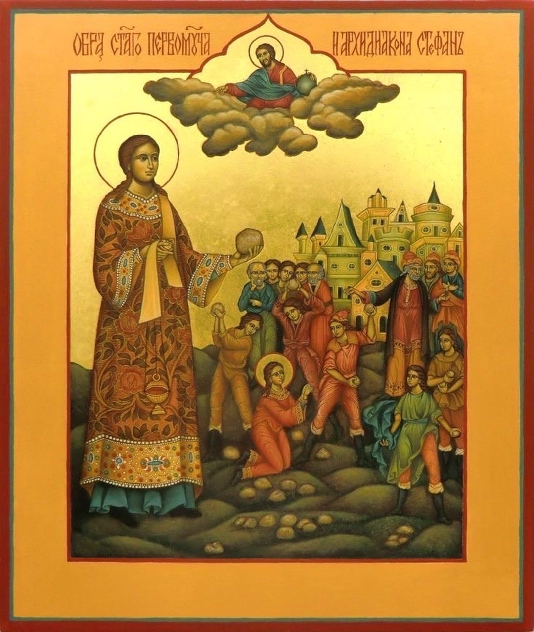 Handmade Mounted Icon | the Stoning of St Stephen. the Martyrdom of St ...