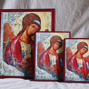 Handmade Mounted Icon | Archangel Michael, Michel, Mikhail, Mikhael by Andrei Rublev