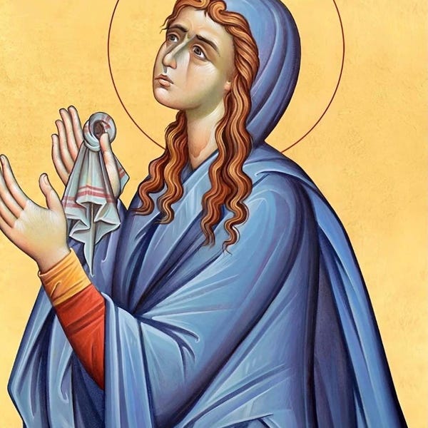 Icona montata realizzata a mano / Santa Monica, madre di Sant'Agostino