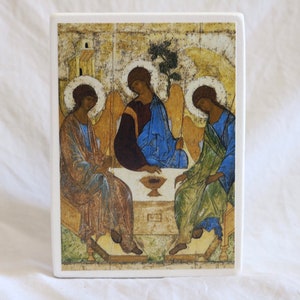 Handmade Mounted Icon | Andrei Rublev’s ‘Hospitality of Abraham’ The Most Holy Trinity