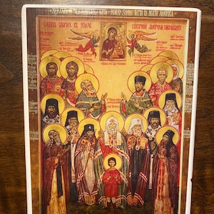 Handgemaakt gemonteerd pictogram | Synaxis of the Saints of North America (namen in de beschrijving)