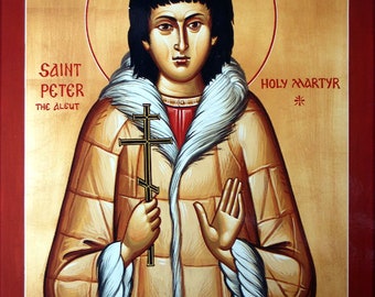 Handmade Mounted Icon | St. Peter the Aleut