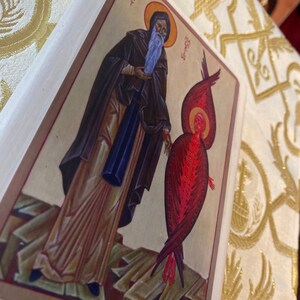 St. Macarius Icon Handmade Mounted Icon | St Macarius the Great of Egypt and the Cherubim ...