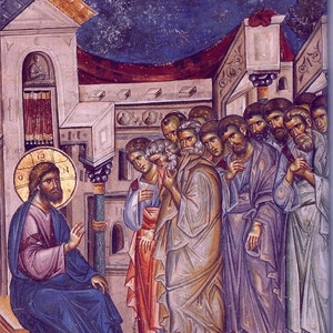 Handmade Mounted Icon | Jesus Christ Predicts His Passion. Jesus Christ Speaks to His Disciples about His Death and Resurrection.