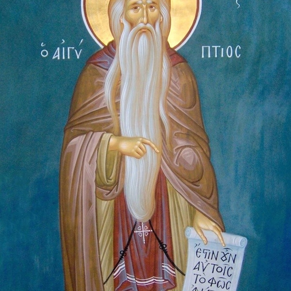 Handmade Mounted Icon | St Macarius the Great of Egypt
