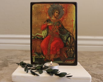 Handmade Mounted Icon | St Catherine the Great-martyr