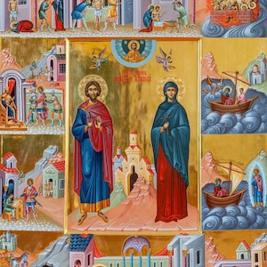 Handmade Mounted Icon | Holy Martyrs Adrian and Natalia