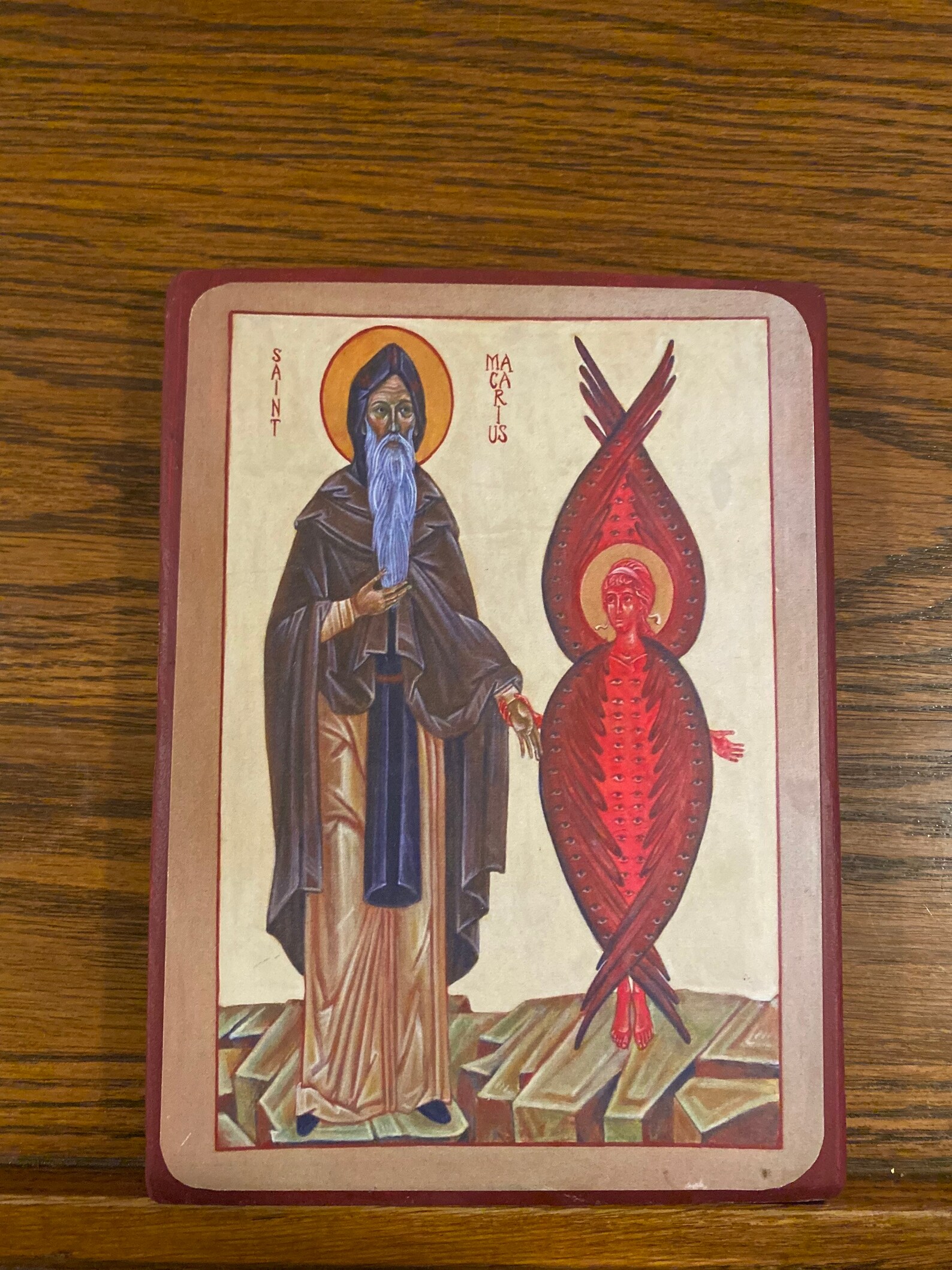 St. Macarius Icon Handmade Mounted Icon | St Macarius the Great of Egypt and the Cherubim ...
