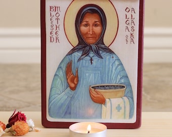 Blessed Olga Of Alaska, Saint Olga Hand Painted Icon, Matushka Olga