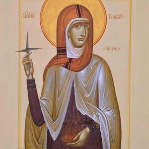 Handmade Mounted Icon | St Bridget of Ireland St Bridegette
