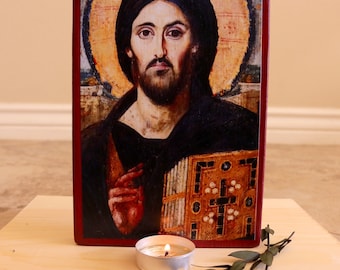 Handmade Mounted Icon | Jesus Christ the Pantocrator, Controller of Everything