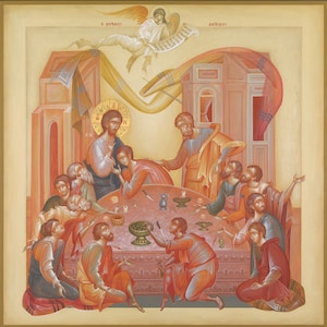 Handmade Mounted Icon | The Last Supper. Covenant Thursday. The Supper of the Lord. Communion.