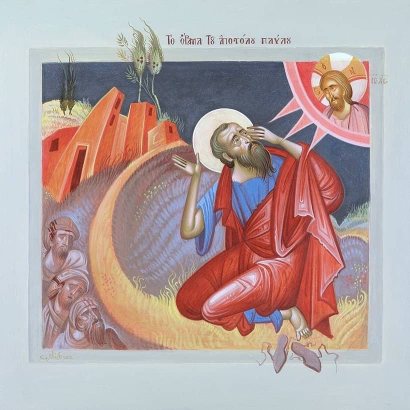 Handmade Mounted Icon St. Paul's Conversion. St. Paul the Apostle