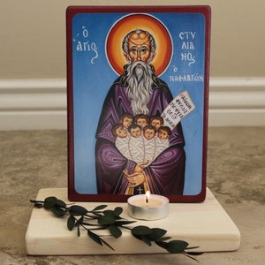 Handmade Mounted Icon | St Stylianos of Paphlagonia