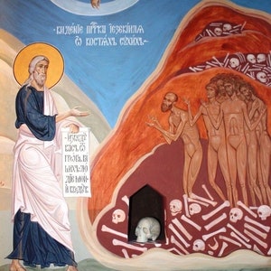 Handmade Mounted Icon | Ezekiel Prophecying Over the Dead Bones. Ezekiel 37.