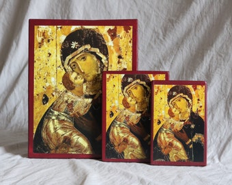 Handmade Mounted Icon | Virgin of Vladimir. Most Holy Theotokos. St. Mary.