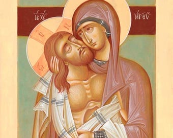 Handgemaakt gemonteerd pictogram | Extreme nederigheid Moeder van extreme nederigheid Jezus Christus de Bruidegom en de Allerheiligste Theotokos Maria