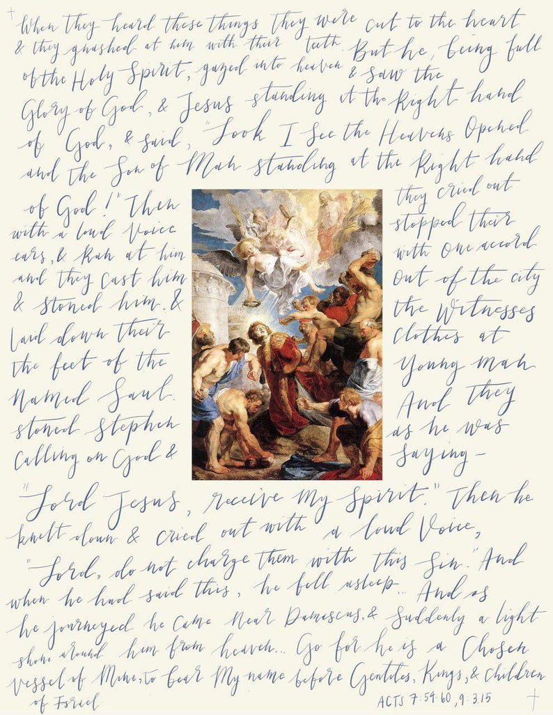 Scriptures In Script Images Handmade Mounted Verse Icon | the Stoning of St Stephen With Quotes ...