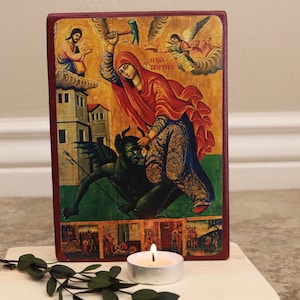 Handmade Mounted Icon | St Marina the GreatMartyr