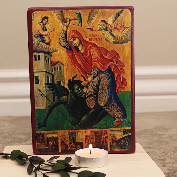 Handmade Mounted Icon | St Marina the GreatMartyr