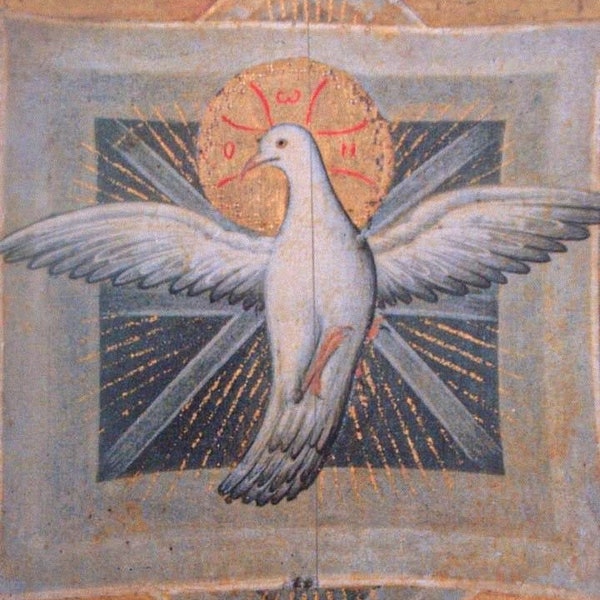 Handmade Mounted Icon | The Holy Spirit. A Depiction of the Holy Spirit. The Dove.