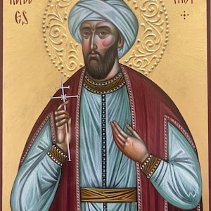 Handmade Mounted Icon | St Ahmet. St Ahmed written by Georgi Chimevi