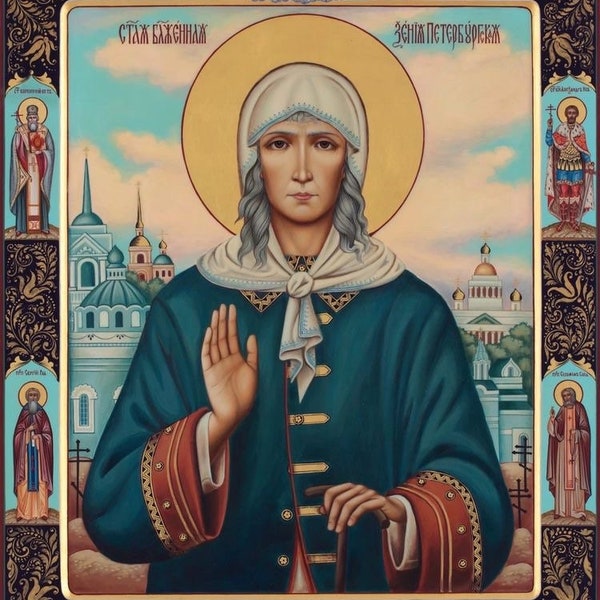 Handmade Mounted Icon | St. Xenia of St. Petersburg