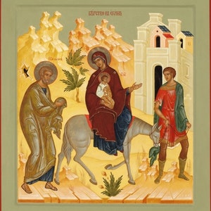 Handmade Mounted Icon | Holy Family Escapes to Egypt