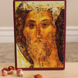 Handgefertigte Symbol | Jesus Christus der Retter von Andrei Rublev. Christus der Pantokrator, der Erlöser.