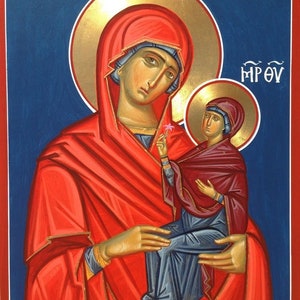 Handmade Mounted Icon | St Anna. The Mother of the Theotokos, the Virgin Mary. The Grandmother of Christ. Wife of St Joachim. Santa Ana