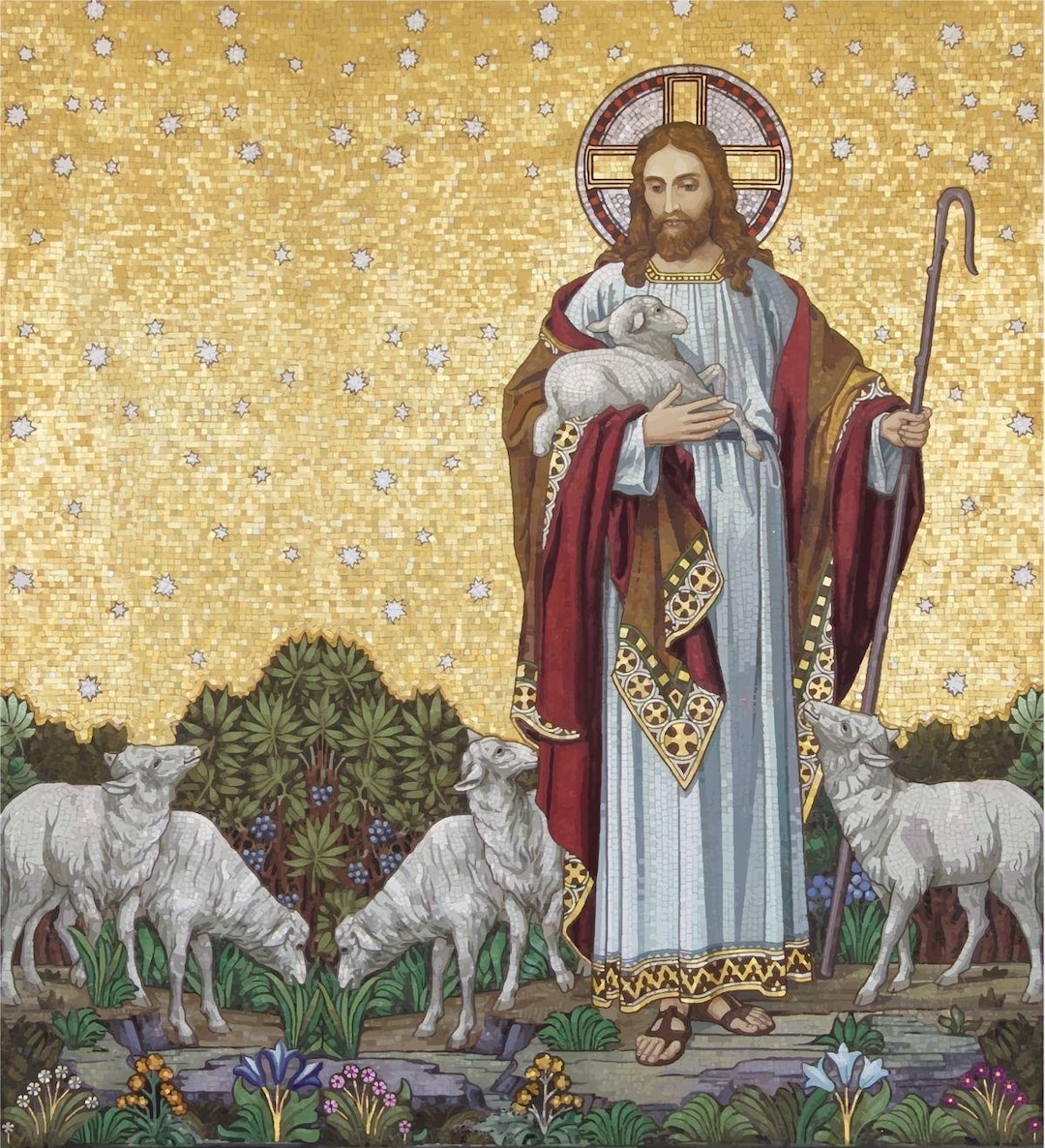 Handmade Mounted Icon | Jesus Christ the Good Shepherd - Etsy