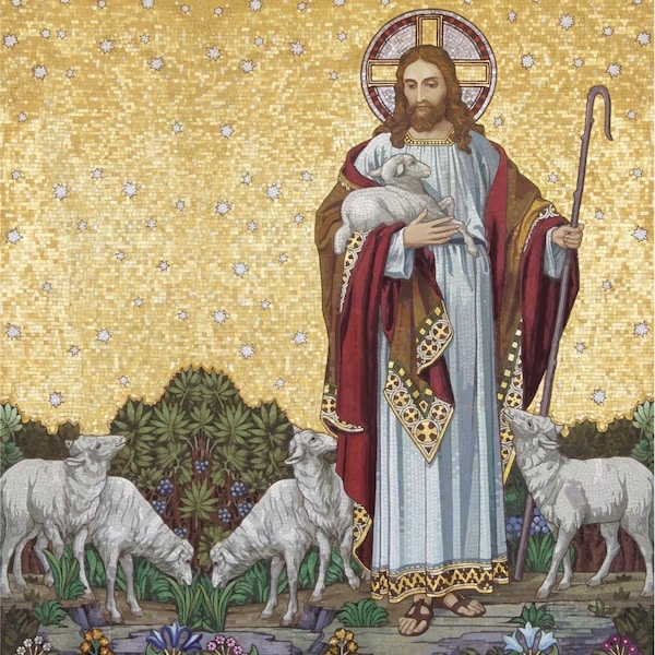 Handmade Mounted Icon | Jesus Christ the Good Shepherd